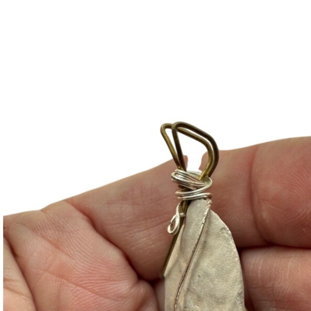 Stone Pendant Necklace Wire Wrapped Boho Rock Pendant Jewelry - Picture 3 of 3
